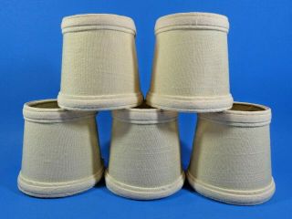 Set Of Five Vintage Ivory Mini Lamp Shades 4 " X4 " Victorian Western Cowboy Ranch