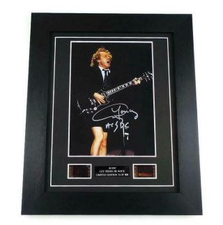 Ac/dc Angus Young Signed Preprint Ac Dc Film Cell Let There Be Rock Framed Gift