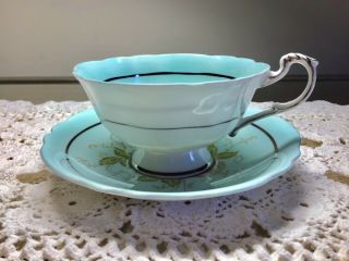 Rare - Paragon Tea Cup&saucer - Cabbage Rose - Robin’s Egg Blue - Double Warrant