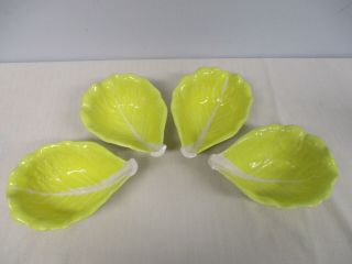 4 Secla Made In Portugal Majolica Yellow Cabbage 7 " Cereal Bowls