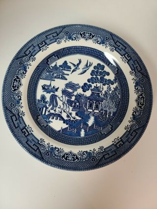 6 Vintage Churchill Blue Willow Dinner Plates 10 1/4 " Set Of 6 England