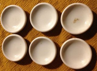 White Ironstone Butter Pats Set Of 6 Farmhouse 2 1/2 In.  Unmarked