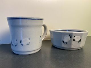 Vintage Highland Stoneware Scotland Small Cup & Ramekin Sheep