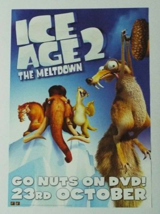 Ice Age 2 The Meltdown Promo Dvd / Video Shop Movie Poster