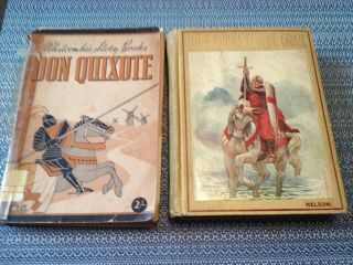 2x Antique/vintage Hardback Book The Knights Of The Grail,  Don Quixote