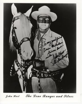 John Hart The Lone Ranger Silver Hand Signed 8x10 B&w Photo
