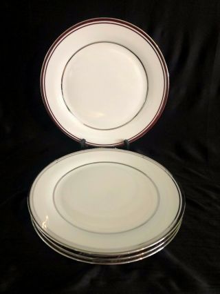 Ciroa Luxe Metallic Silver Platinum Stripe Dinner Accent Plates 10.  5 " Set Of 4