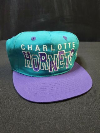 Vintage 90s Charlotte Hornets Nba G - Cap Gcc Wave Snapback Cap Hat