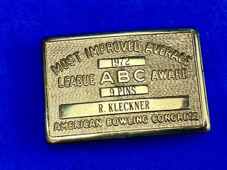 Vintage 70s American Bowling Congress Most Improved Abc League Award Belt Buckle
