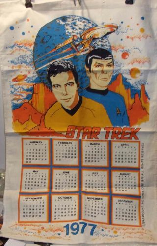 Vintage 1977 Star Trek Linen Cotton Blend Calendar - With Tag