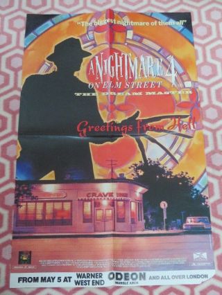 Nightmare On Elm St.  4 Dream Master Uk Double Crown Poster Wes Craven 1988