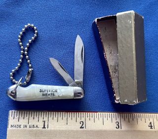 Vintage 2 Blade Imperial Folding Pocket Knife Usa Superior Meats Ad W/box
