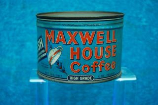 Vintage Maxwell House 1 Lb Coffee Tin Fresh As The Day Roasted W/ Lid