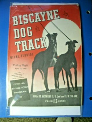 Rare 1946 Vintage Greyhound Racing Program Biscayne Dog Track Miami Florida 1946