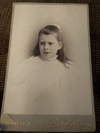 Victorian Cabinet Card Photo Young Girl,  Long Hair Named - Barden,  Chichester