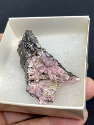 Very Pretty Unknown Pink Mineral Specimen In Cardboard Box - Vintage Estate Find