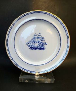 Spode Trade Winds Blue Sailing Ship George Of Salem Salad Plate 8 "