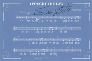 Sonny Curtis Signed 4x6 " I Fought The Law Sheet Music Buddy Holly & Crickets