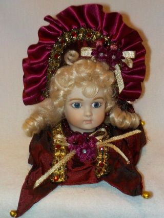 Gorgeous Victorian Porcelain Doll Head Ornament 7