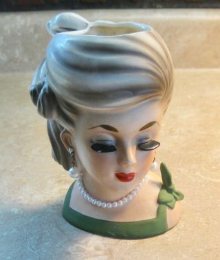 Vintage Lovely Lady Head Vase With Jewelry
