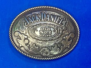 Jack Daniels 2005 Cowboy Western Old No.  7 4 " Oval Silver Tone Belt Buckle
