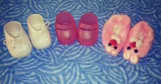 Cabbage Patch Shoes & Pink Bunny Slippers