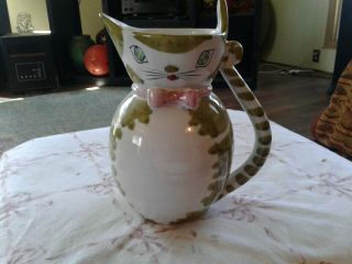 Whimsical Fratelli Fanciullacci Pottery Ceramic Cat Pitcher Italy