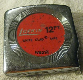 Vintage Lufkin 12 Ft.  White Clad Tape Measure Measuring Tool W9212 Usa Rule