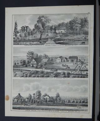 Illinois,  Grundy County Maps,  1874 Engraving,  Farm,  Horse Q2 82