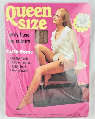 Vintage Pantyhose W/ Model 3 To 4 X - Large Size Beige Color Canada