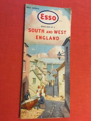 Vintage Esso Map - South And West England,  Road Map No 3,  1960 