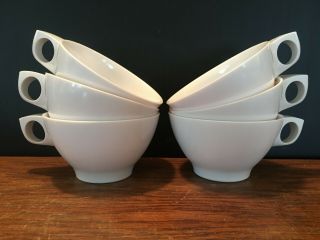 Set Of 6 Vintage Boontonware 1206 - 8 Melmac Melamine White Coffee Mugs Cups