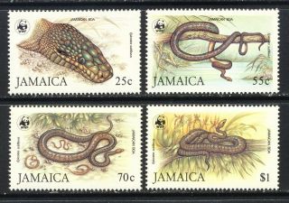Jamaican Reptiles,  Snake,  Boa Constrictor Wwf Set Mnh Vf Complete 66.  00