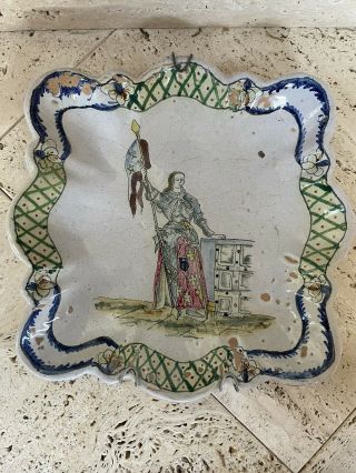 Antique French Faience Hand Painted Plate From Estate Of Collector