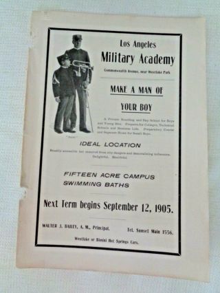 1905 Los Angeles Military School Academy La Vintage Print Ad Make A Man Of Boy