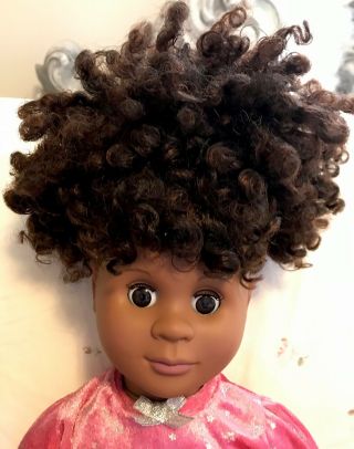 2013 Cititoy 18 " Doll Black African American Natural Hair Reddish Brown Guc