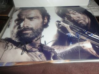The Walking Dead Andrew Lincoln,  Norman Reedus Signed 8x11 Bxw Still In Person