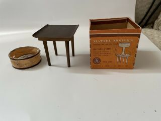 1950s Mattel Modern Mid - Century Dollhouse Furniture End Table & Lamp W/box 804