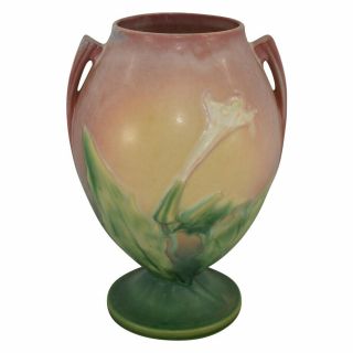 Vintage Roseville Pottery Thornapple Pink Vase 820 - 9