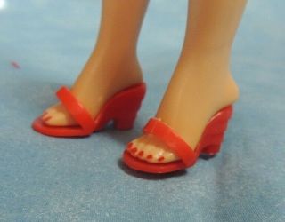 Red Plastic Open Toe Wedge Shoes For 10 " Vogue Jill Doll,  Casual & Beach Wear