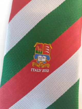 Italy 2012 Rugby Club Tie Red White Green Polyester Vintage T78