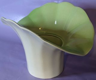 Vintage Royal Winton Grimwades Green White Vase Scalloped Planter Plant Pot 40s 2