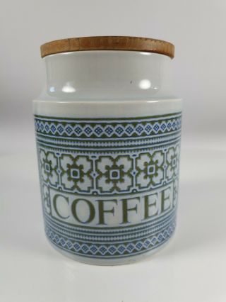 Hornsea Vintage Tapestry Coffee Storage Jar Container Wooden Lid 1c
