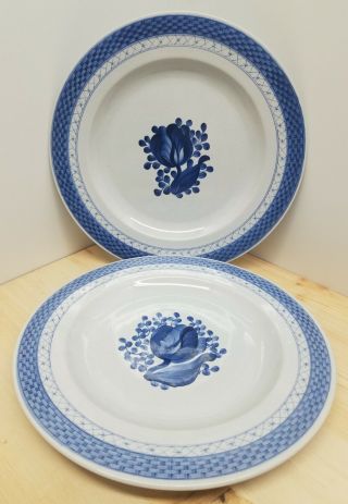 Vintage Royal Copenhagen Denmark Tranquebar Blue Dinner Plate 10 " Set Of 2
