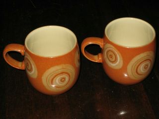 Denby Fire Chilli Orange Mugs Curved 14 Oz Coffee Cup Set Of 2