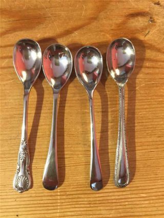 4 X Antique Silver Plated Epns Miniature Condiment Long Handled Ladles Spoons