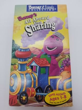 Barney The Dinosaur Barneys All Aboard For Sharing Vhs 1996 Vintage
