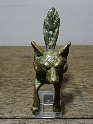 Small Vintage Brass Door Knocker In The Form Of A Fox 