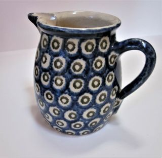 Vintage Spongeware Pottery Pitcher/jug - 5 1/4 " - Made In Germany