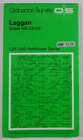1979 Old Vintage Os Ordnance Survey Second Series Pathfinder Map Laggan Nn 29/39